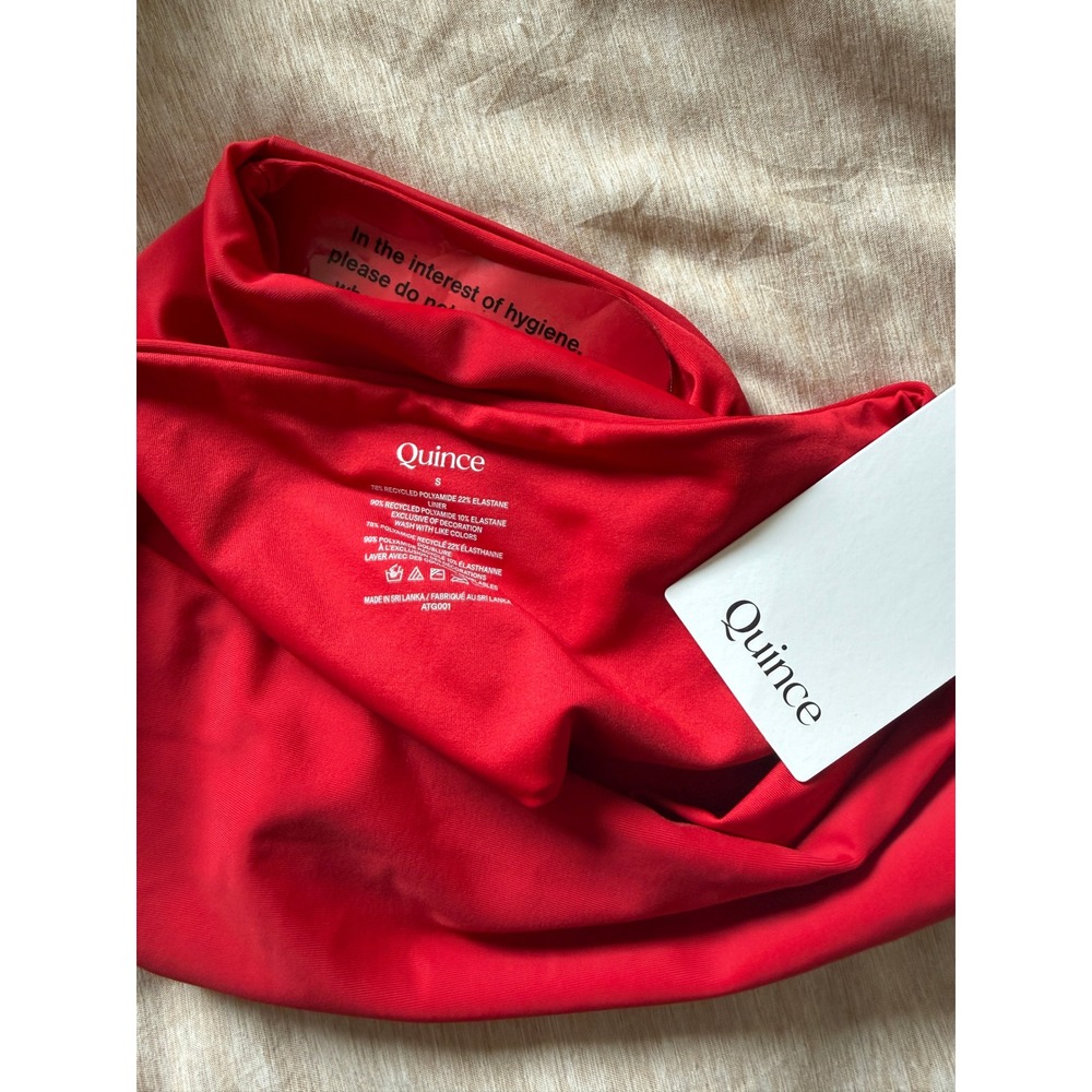 quince italian high-rise high-leg bikini bottom‎ in cherry red, women size small - Picture 5 of 5